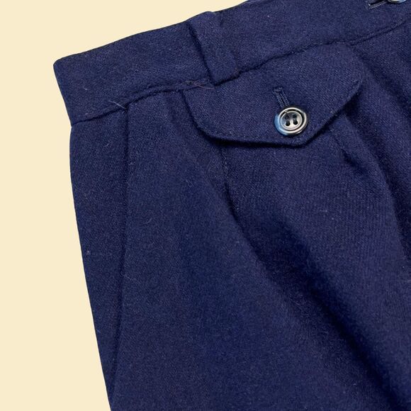 1970s wool midi skirt by Slices, size 13 vintage blue skirt w/ front pocket - Picture 6 of 10